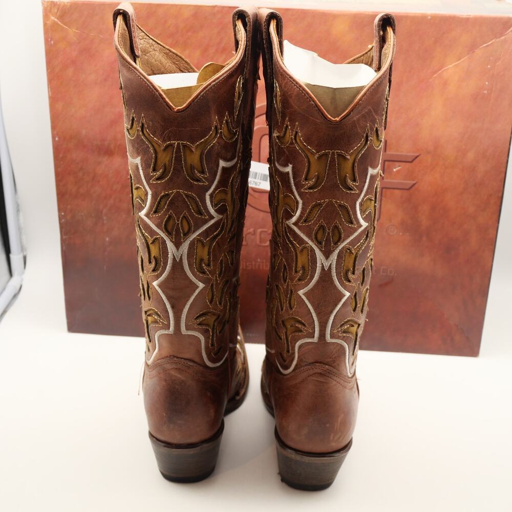 NEW Circle G Corral Women's 5.5 Shedron Inlay Embroidered Leather Boots Snip Toe - Picture 3 of 11